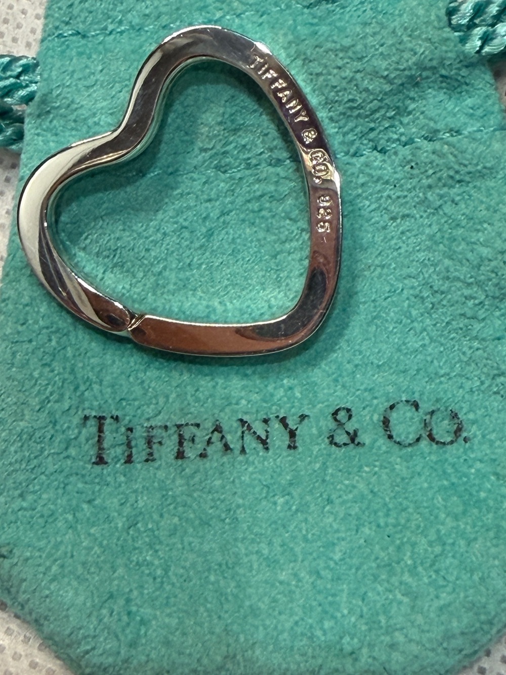 Tiffany & Co. Vintage Elsa Peretti Open Heart Silver Key Ring Charm Pendant